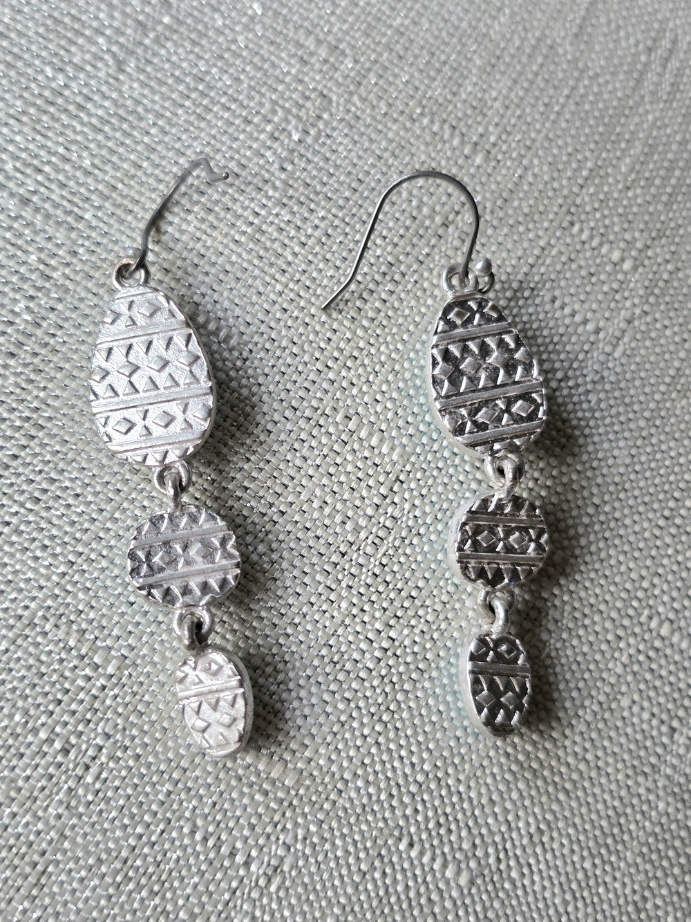 Lucky Brand silver-tone faux turquoise triple-drop dangle earrings - Picture 4 of 7
